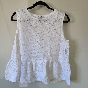 Three Dots Women's Eyelet Knit Sleeveless Short Tank Size Medium